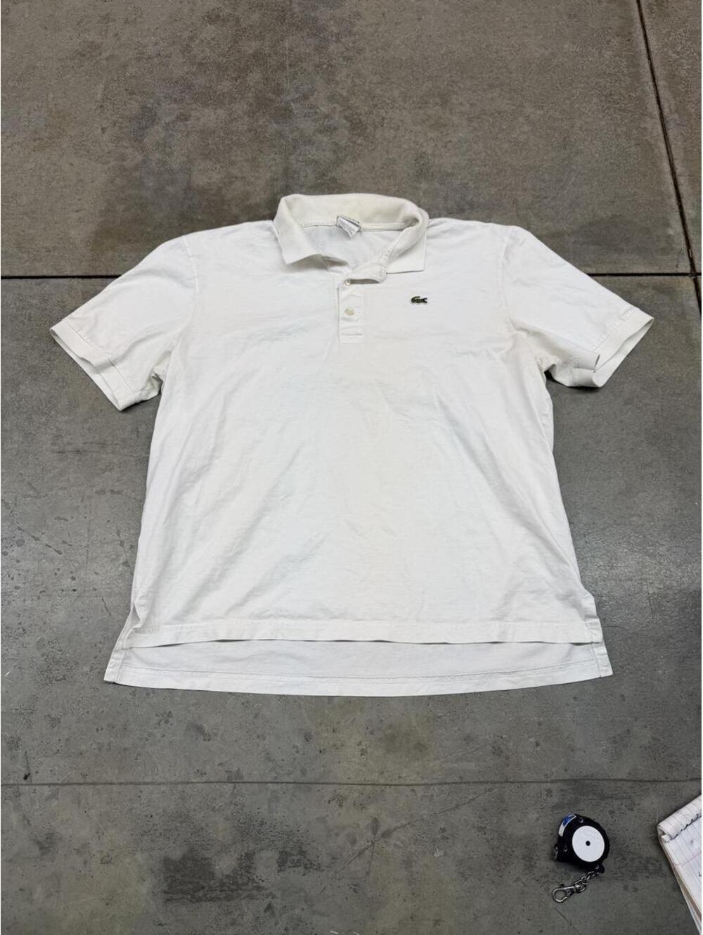 vintage lacoste white small aligator polo shirt size large